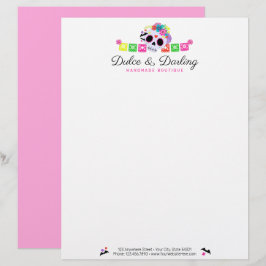 Socker Skalle Blommig Calavera Papel Picado Boutik Brevhuvud