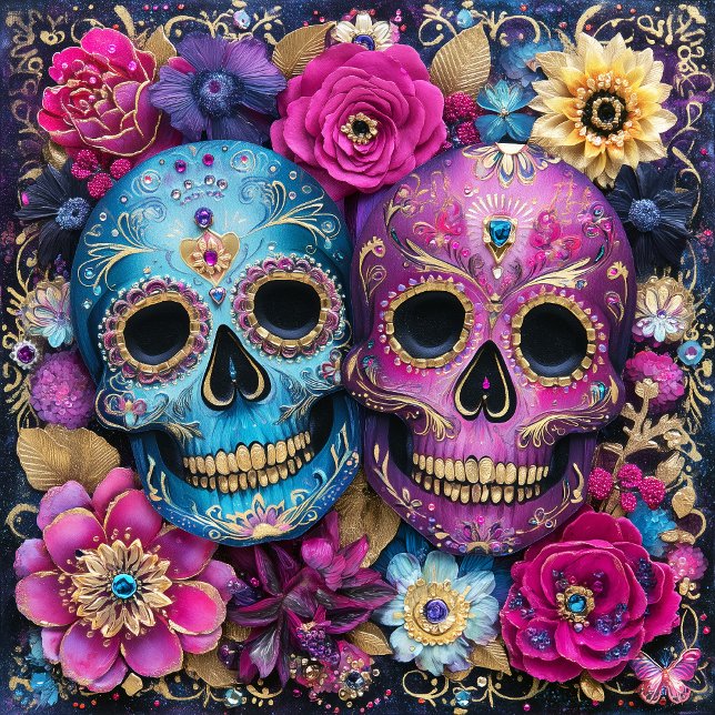 Socker Skalle Calavera Dag för Döda Keramisk Platt Kakelplatta (Skapare uppladdad)