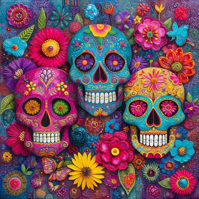 Socker Skalle Calavera Dag för Döda Keramisk Platt Kakelplatta (Skapare uppladdad)