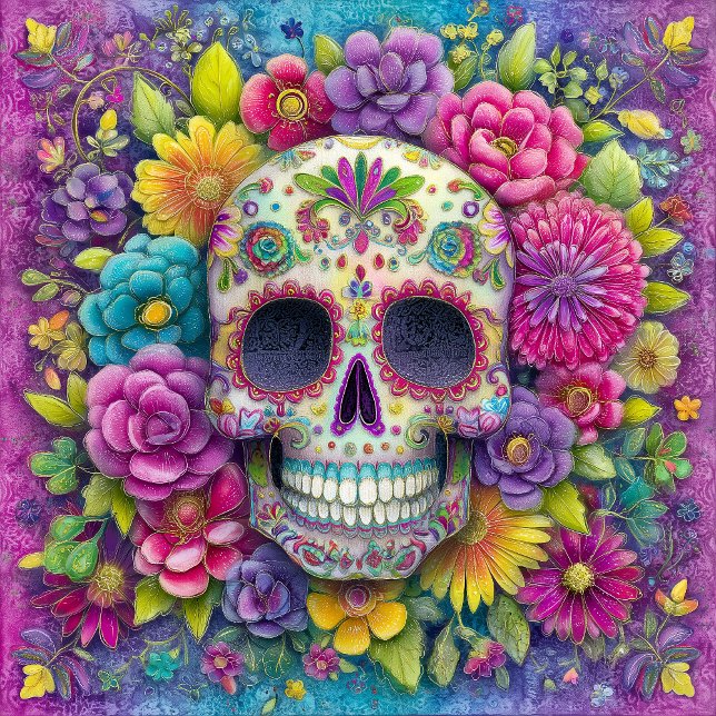 Socker Skalle Calavera Dag för Döda Keramisk Platt Kakelplatta (Skapare uppladdad)