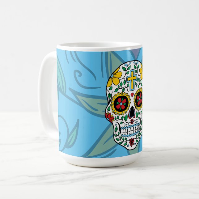 Socker Skalle Cinco De Mayo Färgrik Mugg (Framsida vänster)