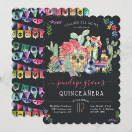 Socker Skalle Dag Av De Döda Quinceañera Inbjudan