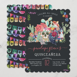 Socker Skalle Dag Av De Döda Quinceañera Inbjudan