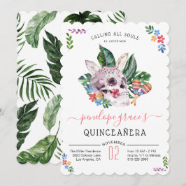 Socker Skalle Dag Av De Döda Quinceañera Inbjudningar