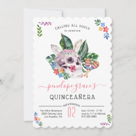Socker Skalle Dag Av De Döda Quinceañera Inbjudningar