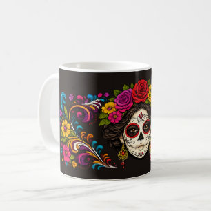 Socker Skalle Dam Vit Linje Konst Gotisk Kaffemugg