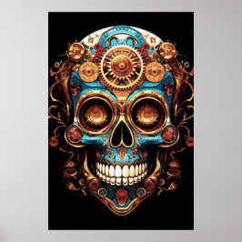 Socker Skalle Design Cool Kille i en Cool Hatt på  Poster