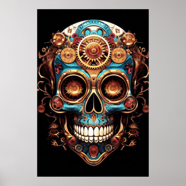 Socker Skalle Design Cool Kille i en Cool Hatt på  Poster (Framsidan)