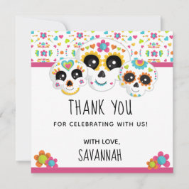 Socker Skalle Dia de La Muerte Halloween Födelseda Tack Kort