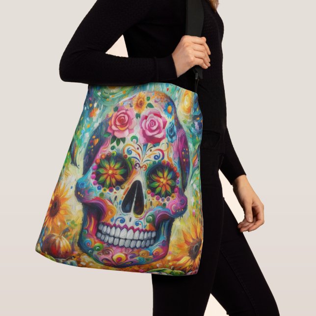 Socker Skalle Dia De Los Muertos De Dödas Dag Axelväska (Närbild)
