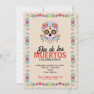 Socker Skalle Dia de los Muertos Döda Dagen Inbjudningar