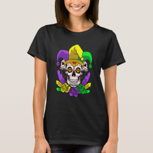 Socker Skalle Dia De Los Muertos Jester Mardi Gras T Shirt