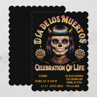 Socker Skalle Fest Inbjudan - Dia De Los Muerto