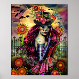 Socker Skalle Flicka Fantasy Konst av Molly Harris Poster