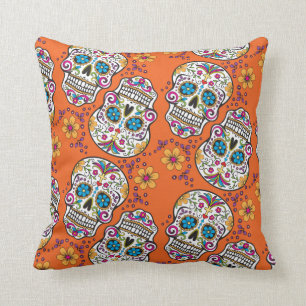 Socker Skalle Halloween Orange Kudde