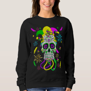 Socker Skalle Karnevalsmaskot Jester Hatt Mardi Gr T Shirt