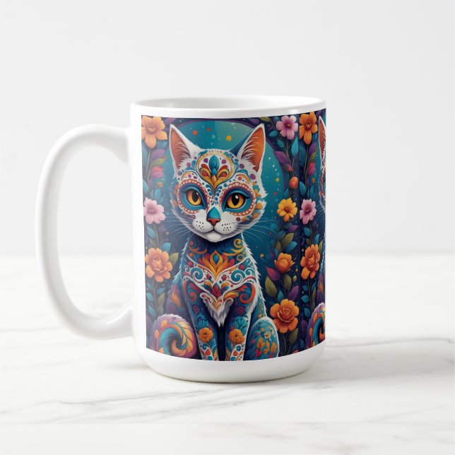 Socker Skalle Katt Kaffemugg (Vänster)