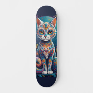 Socker Skalle Katt Mini Skateboard Bräda 18,5 Cm
