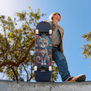 Socker Skalle Katt Mini Skateboard Bräda 18,5 Cm
