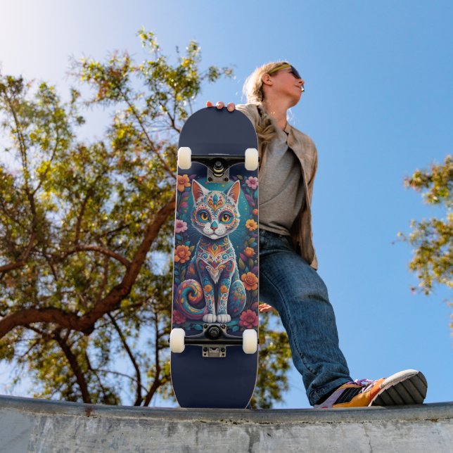 Socker Skalle Katt Mini Skateboard Bräda 18,5 Cm (Utomhus 1)