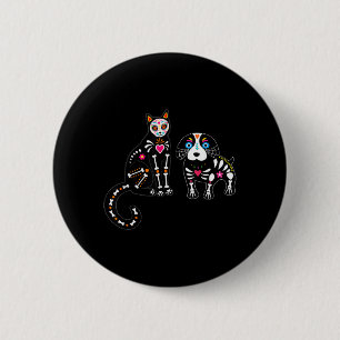 Socker Skalle Katt Och Hund Rolig Halloween Knapp