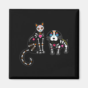 Socker Skalle Katt Och Hund Rolig Halloween Magnet