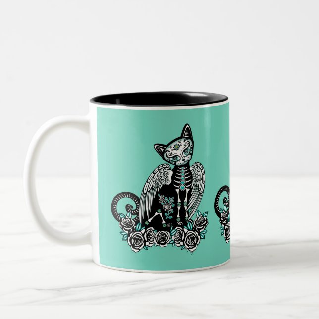 Socker Skalle Katt Två-Tonad Mugg (Vänster)