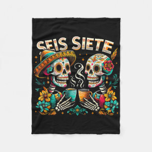 Socker Skalle Koffe Fiesta Mexikansk Dag Seis Siet Fleecefilt