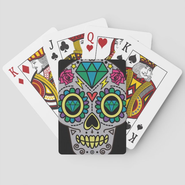 Socker Skalle Konst, De Dödas Dag Casinokort (Baksidan)