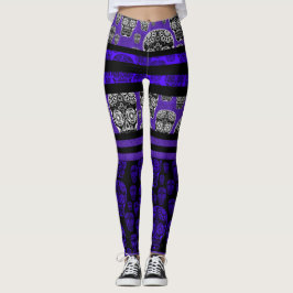 Socker Skalle Leggings Blå Rand
