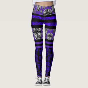 Socker Skalle Leggings Blå Rand