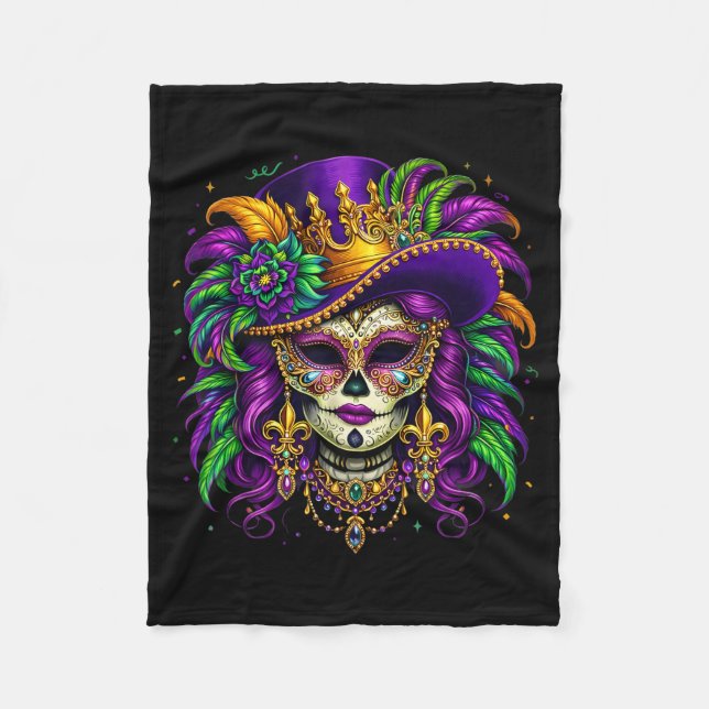 Socker skalle mardi gras kvinnor flickor barn karn fleecefilt (Framsidan)