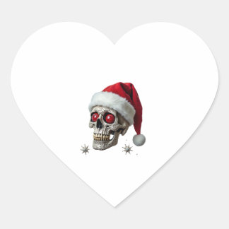 Socker Skalle med Santa Hatt Tee Jul Pajamas Xm Hjärtformat Klistermärke