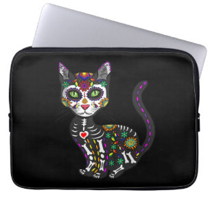 Socker Skalle Mexikansk Katt Halloween Dag för Död Laptop Fodral
