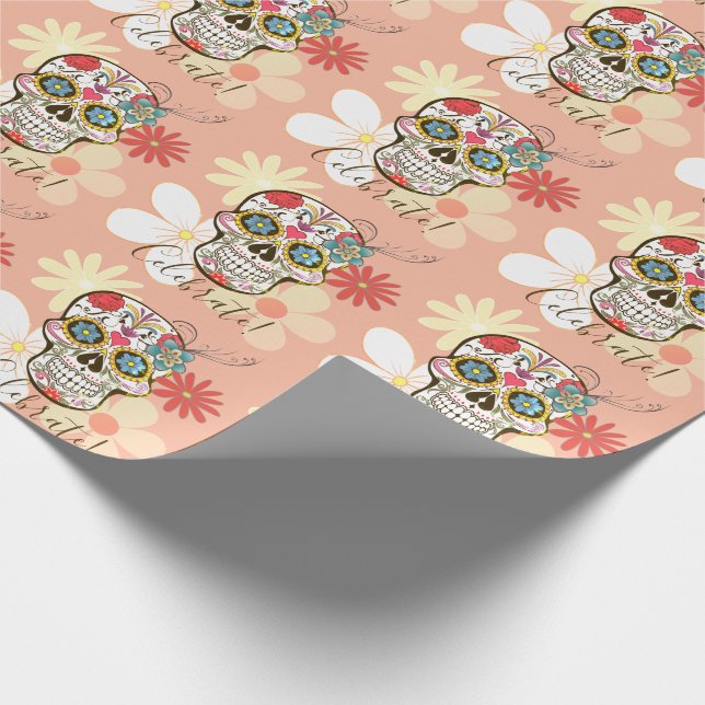 Socker Skalle Mjuk Liten Persika Rosa Hippie Blomm Presentpapper (Hörn)