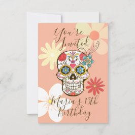 Socker Skalle Mjuk Päron Rosa Höstdreamig Blomma Inbjudningar