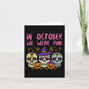 Socker Skalle Oktober Rosa Bröstcancer Medvetenhet Kort
