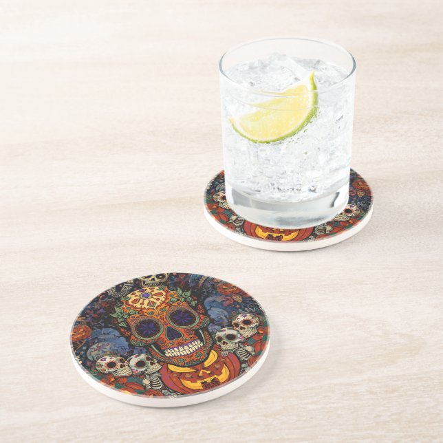 Socker Skalle Pumpa Fiesta, Calavera  Underlägg (Sidan)