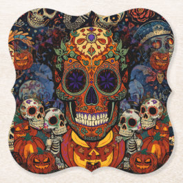 Socker Skalle Pumpa Fiesta, Calavera Underlägg Papper