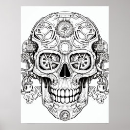 Socker Skalle Ritkonst för Barn + Vuxna Vägg Poster