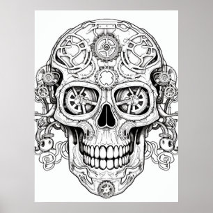 Socker Skalle Ritkonst för Barn + Vuxna Vägg Poster