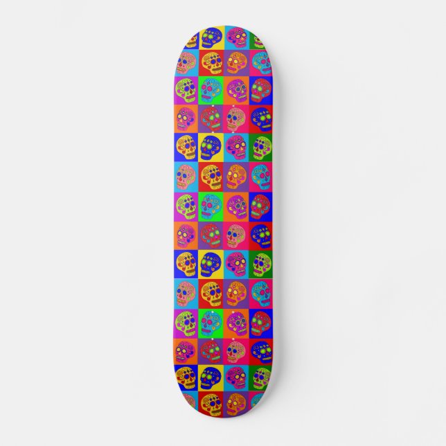 Socker Skalle Rutor Skateboard Bräda 20 Cm (Framsida)