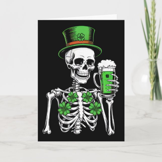 Socker Skalle Shamrock St Patricks Day Män Kvinnor Kort (Framsida)