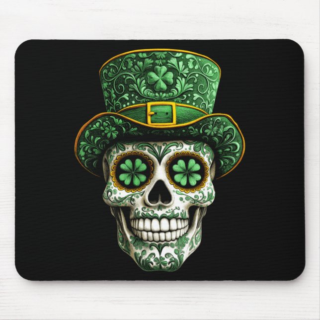 Socker Skalle St Patrick Dag Av Regeringen Musmatta (Framsidan)
