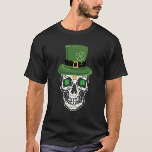 Socker Skalle St Patrick Dag Leprechaun Shamrock T Shirt