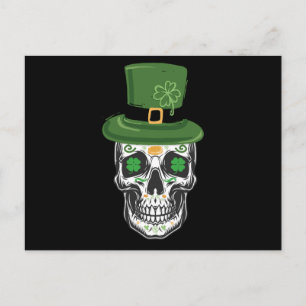 Socker Skalle St Patrick Dag Leprechaun Shamrock Vykort