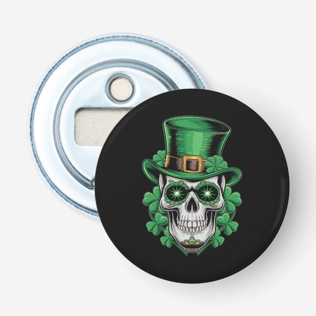 Socker Skalle St Patrick Dag Lucky Shamrock  Flasköppnare (Framsidan)