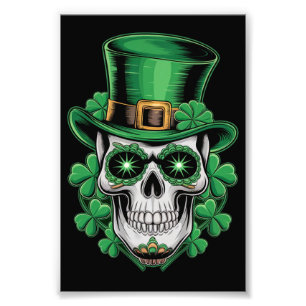 Socker Skalle St Patrick Dag Lucky Shamrock Fototryck