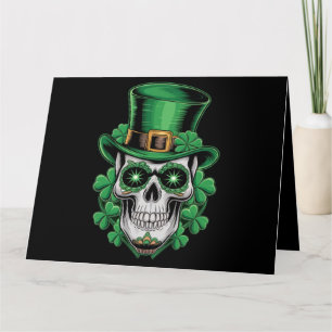 Socker Skalle St Patrick Dag Lucky Shamrock Kort