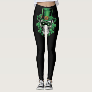 Socker Skalle St Patrick Dag Lucky Shamrock Leggings